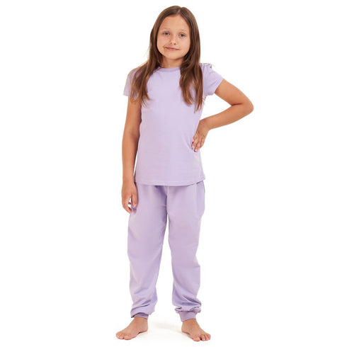 Girls summer pajama set Purple t-shirt + Pants